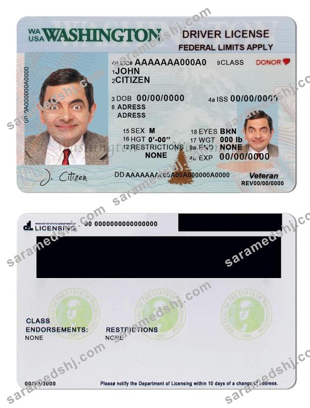 USA Washington driving license template in PSD format (2018 – present)